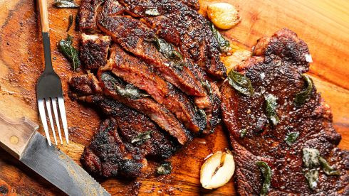 Coffee-Rubbed Ribeye with Garlic Butter