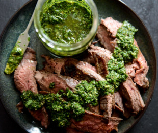 Garlic Brown Sugar Flank Steak with Chimichurri